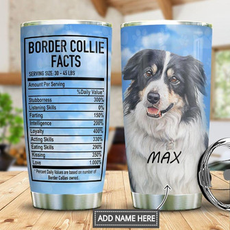 Border Collie Facts Personalized Stainless Steel Tumbler 20Oz - Thegiftio UK