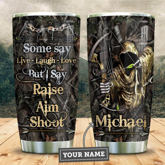 Bow Hunting Raise Aim Shoot Personalized Stainless Steel Tumbler 20Oz - Thegiftio UK