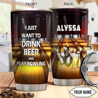 Bowling And Beer Personalized Stainless Steel Tumbler 20Oz - Thegiftio UK