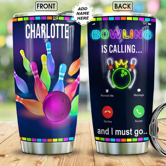 Bowling Calling Neon Personalized Stainless Steel Tumbler 20Oz - Thegiftio UK