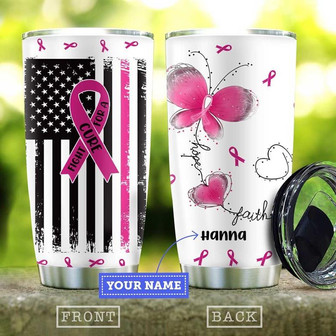 Breast Cancer Hope Cure Personalized Stainless Steel Tumbler 20Oz - Thegiftio UK