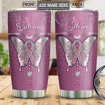 Breast Cancer Jewelry Style Personalized Stainless Steel Tumbler 20Oz - Thegiftio UK