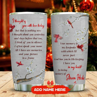 Cardinal Bird In Loving Memory Personalized Stainless Steel Tumbler 20Oz - Thegiftio UK