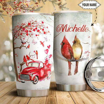 Cardinal Red Truck Personalized Stainless Steel Tumbler 20Oz - Thegiftio UK