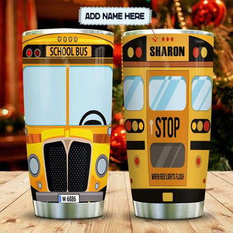 Cartoon Style School Bus Personalized Stainless Steel Tumbler 20Oz - Thegiftio UK