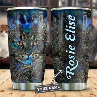 Cat Trippy Metal Style Personalized Stainless Steel Tumbler 20Oz - Thegiftio UK