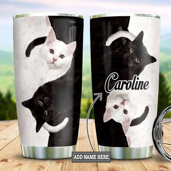 Cat Yin Yang Personalized Stainless Steel Tumbler 20Oz - Thegiftio UK