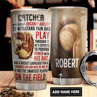 Catcher Baseball Personalized Stainless Steel Tumbler 20Oz - Thegiftio UK