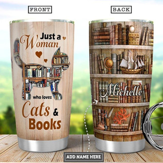 Cats And Books Personalized Stainless Steel Tumbler 20Oz - Thegiftio UK