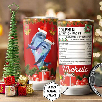Christmas Dolphin Personalized Stainless Steel Tumbler 20Oz - Thegiftio UK
