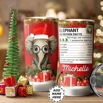 Christmas Elephant Personalized Stainless Steel Tumbler 20Oz - Thegiftio UK