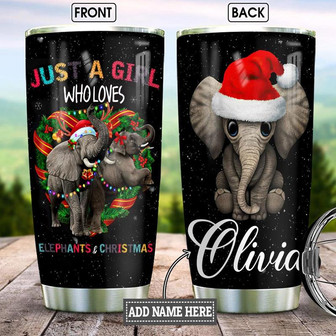Christmas Elephant Personalized Stainless Steel Tumbler 20Oz - Thegiftio UK