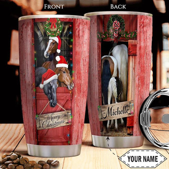 Christmas Horse Personalized Stainless Steel Tumbler 20Oz - Thegiftio UK