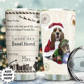 Christmas Letter Basset Hound Personalized Stainless Steel Tumbler 20Oz - Thegiftio UK
