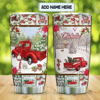 Christmas Red Car Personalized Stainless Steel Tumbler 20Oz - Thegiftio UK