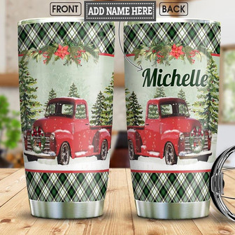 Christmas Red Truck Personalized Stainless Steel Tumbler 20Oz - Thegiftio UK