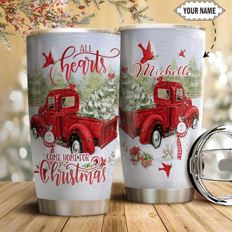 Christmas Truck Personalized Stainless Steel Tumbler 20Oz - Thegiftio UK
