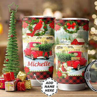 Christmas Truck Personalized Stainless Steel Tumbler 20Oz - Thegiftio UK