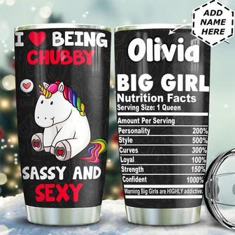 Chubby Unicorn Personalized Stainless Steel Tumbler 20Oz - Thegiftio UK