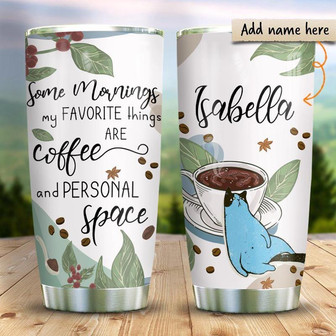Coffee Cat Personalized Stainless Steel Tumbler 20Oz - Thegiftio UK