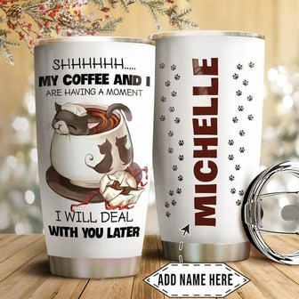 Coffee Cat Personalized Stainless Steel Tumbler 20Oz - Thegiftio UK