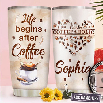 Coffeeaholic Personalized Stainless Steel Tumbler 20Oz - Thegiftio UK