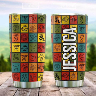 Colorful Puerto Rico Symbols Personalized Stainless Steel Tumbler 20Oz - Thegiftio UK