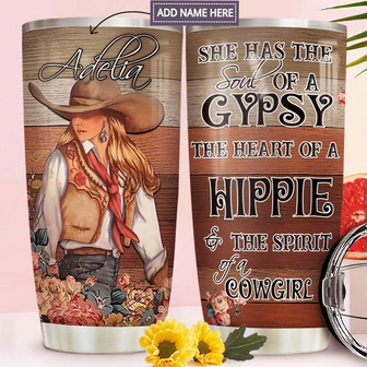 Cowgirl Personalized Stainless Steel Tumbler 20Oz - Thegiftio