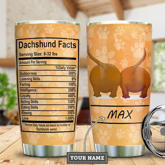 Dachshund Fact Personalized Stainless Steel Tumbler 20Oz - Thegiftio
