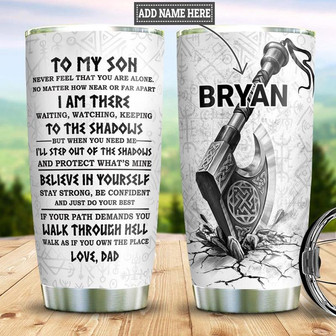 Dad To Son Viking Personalized Stainless Steel Tumbler 20Oz - Thegiftio UK