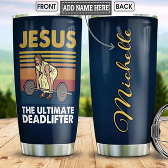 Deadlifter Jesus Personalized Stainless Steel Tumbler 20Oz - Thegiftio UK