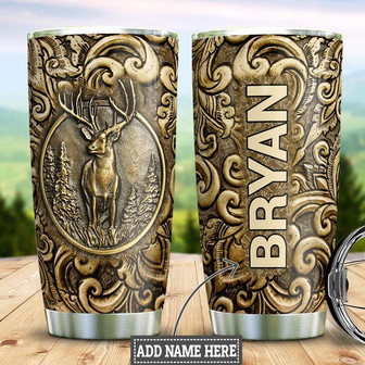 Deer Bronze Style Personalized Stainless Steel Tumbler 20Oz - Thegiftio