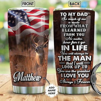 Deer To My Dad Personalized Stainless Steel Tumbler 20Oz - Thegiftio UK