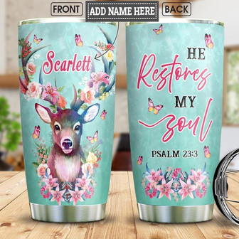 Deer Faith Personalized Stainless Steel Tumbler 20Oz - Thegiftio UK