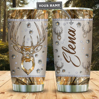 Deer Hunting Gemstone Style Personalized Stainless Steel Tumbler 20Oz - Thegiftio UK