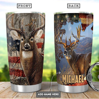 Deer Hunting Personalized Stainless Steel Tumbler 20Oz - Thegiftio UK