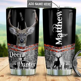 Deer Hunting Personalized Stainless Steel Tumbler 20Oz - Thegiftio UK