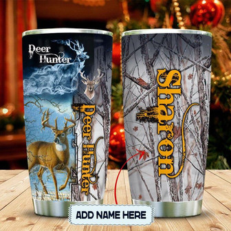 Deer Hunting Personalized Stainless Steel Tumbler 20Oz - Thegiftio UK