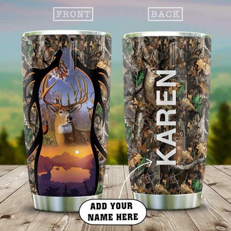 Deer Hunting Personalized Stainless Steel Tumbler 20Oz - Thegiftio UK
