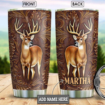 Deer Leather Personalized Stainless Steel Tumbler 20Oz - Thegiftio UK