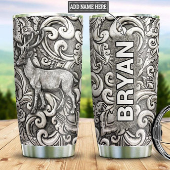 Deer Silver Style Personalized Stainless Steel Tumbler 20Oz - Thegiftio UK