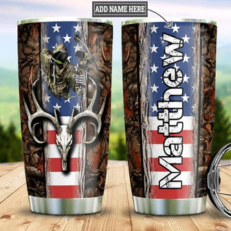 Deer Skull Hunting Personalized Stainless Steel Tumbler 20Oz - Thegiftio UK