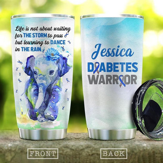 Diabetes Elephant Warrior Personalized Stainless Steel Tumbler 20Oz - Thegiftio UK