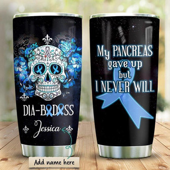 Diabetes Skull Personalized Stainless Steel Tumbler 20Oz - Thegiftio UK