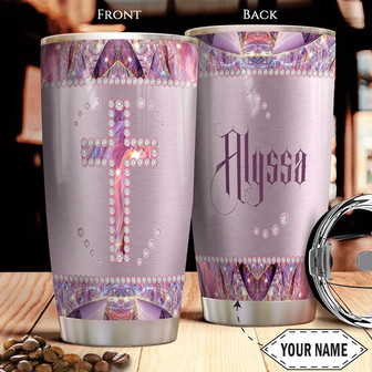 Diamond Cross Personalized Stainless Steel Tumbler 20Oz - Thegiftio UK