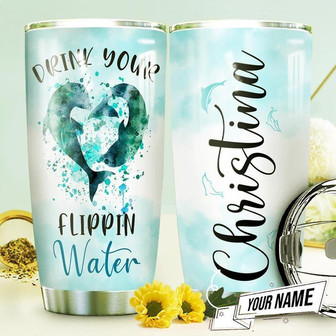 Dolphin Drink Water Personalized Stainless Steel Tumbler 20Oz - Thegiftio UK