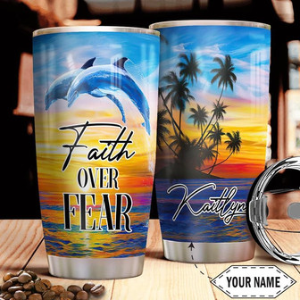 Dolphin Faith Personalized Stainless Steel Tumbler 20Oz - Thegiftio UK