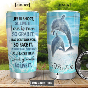 Dolphin Personalized Stainless Steel Tumbler 20Oz - Thegiftio UK