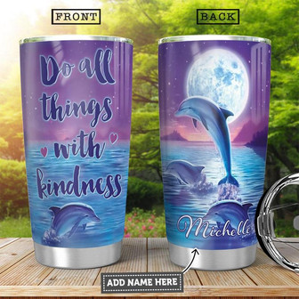 Dolphin Personalized Stainless Steel Tumbler 20Oz - Thegiftio UK