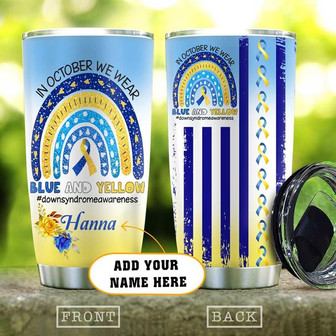 Down Syndrome Rainbow Personalized Stainless Steel Tumbler 20Oz - Thegiftio UK